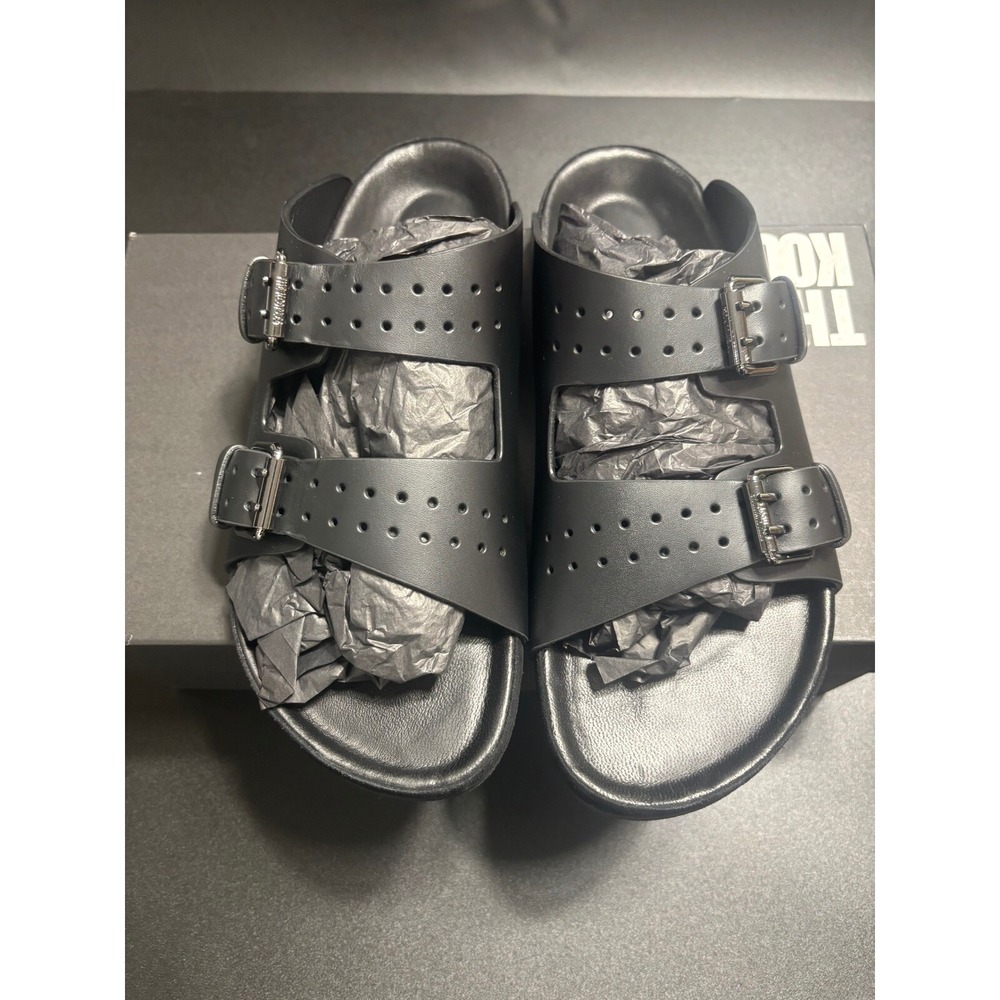 The Kooples NEW Slides Sandals Buckle Accents Black FR 41/U10 - Picture 2 of 9